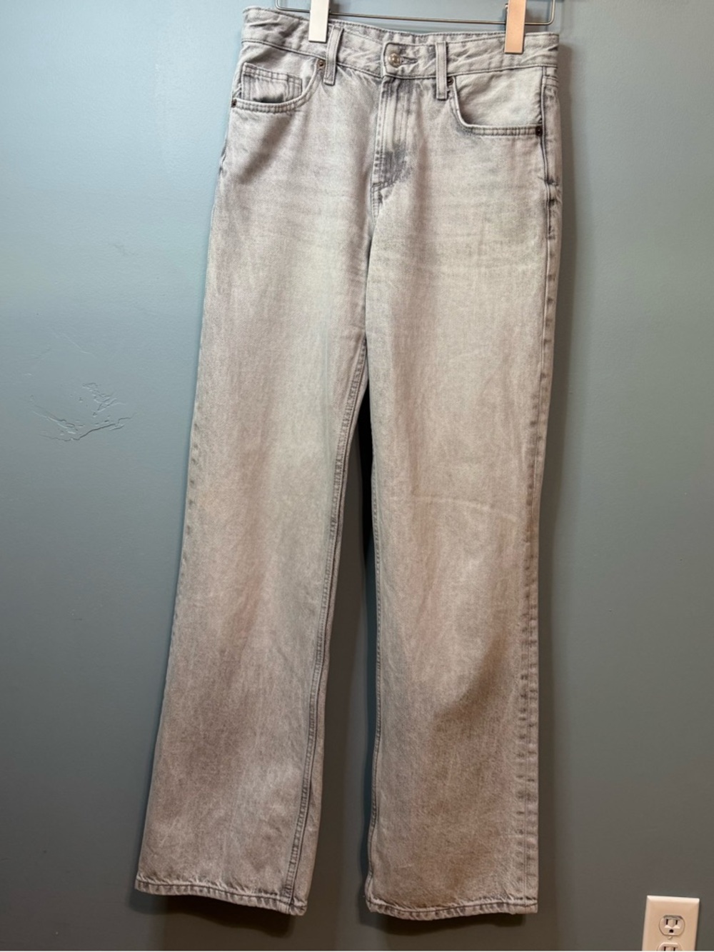 Zara High-Rise Wide Leg Jeans in Grey Wash. 100% Cotton. 4 / 26 (actual 29X33) - Picture 2 of 11